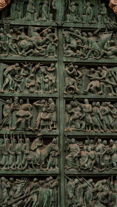 a green colored decorative wall made of wooden panels