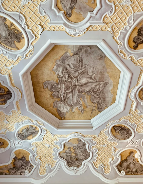 decorative ceiling with a painted pattern in an italian style