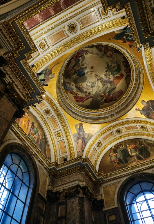 a large ceiling in a large building