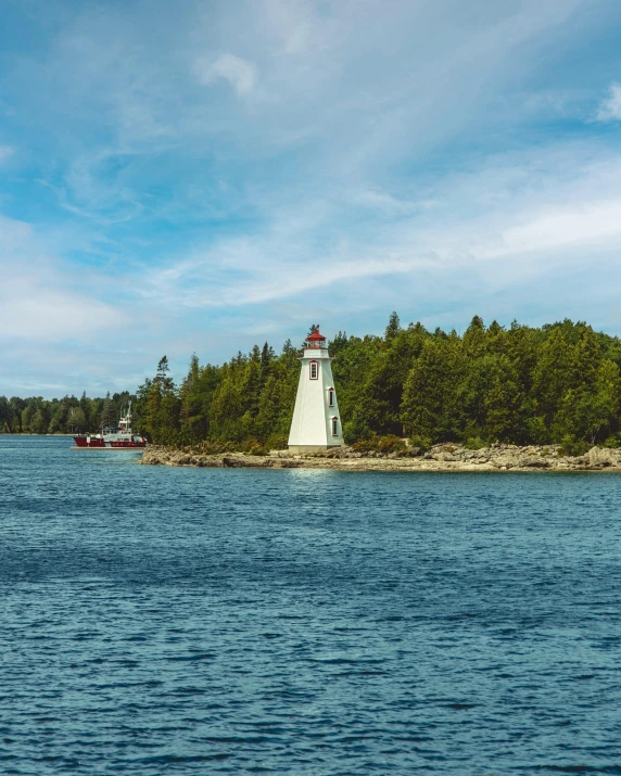 the small light house is at the end of the island