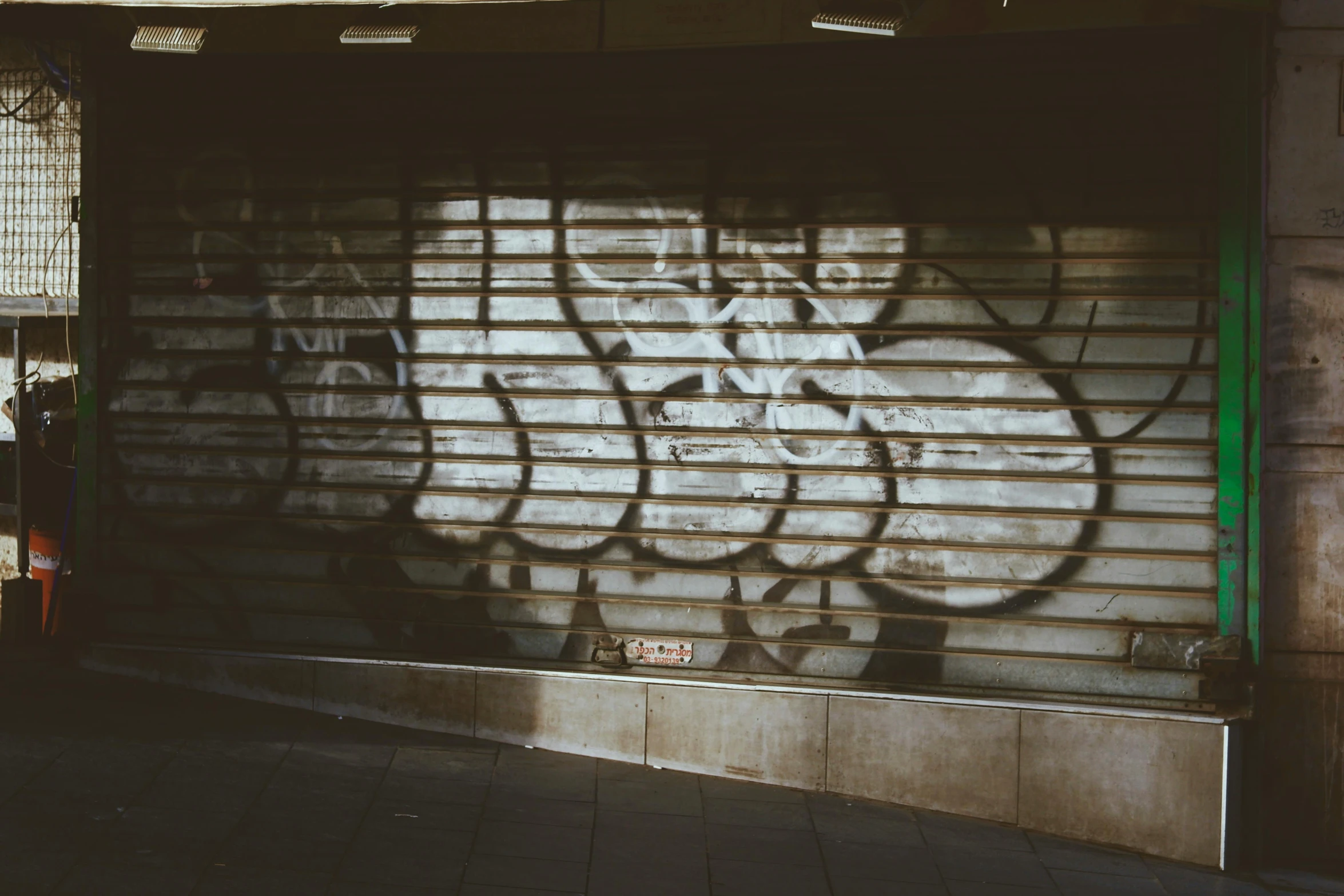 an open door with a drawing on it