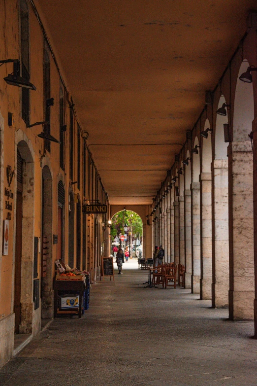 the walkway is narrow and empty of people