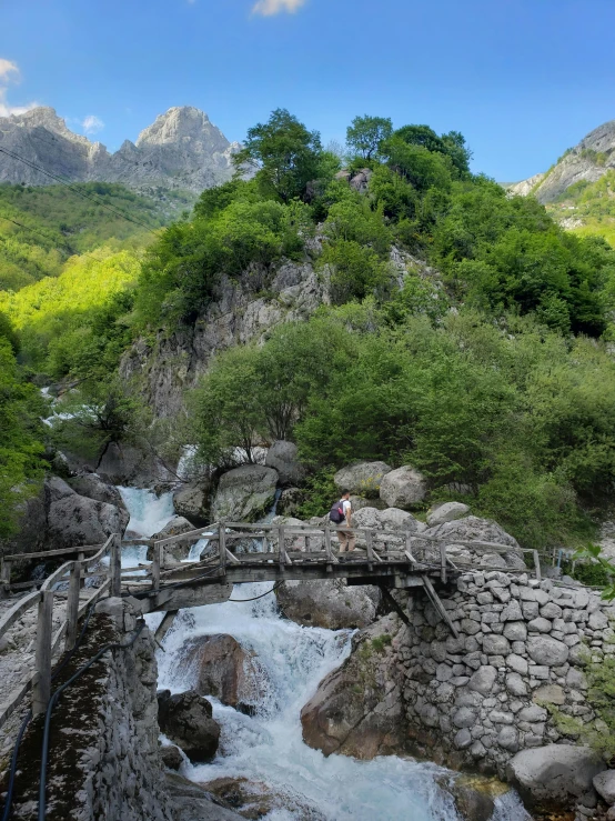 some water on a river and some hills