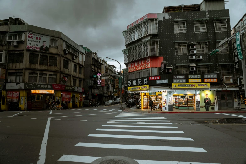 the view of an empty street in a chinese city