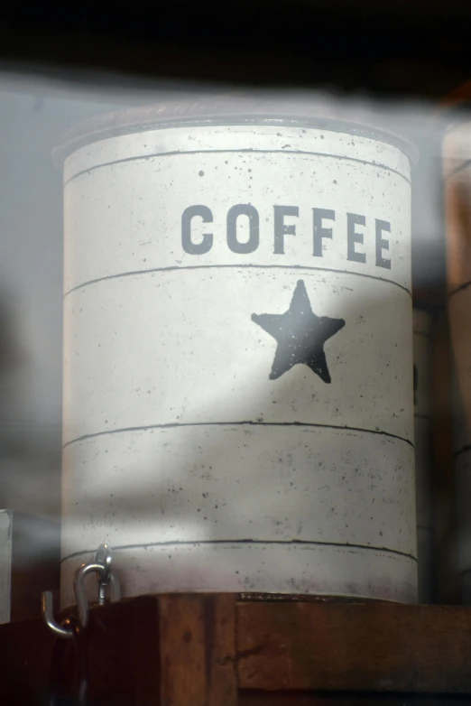 a window sill with coffee written on it