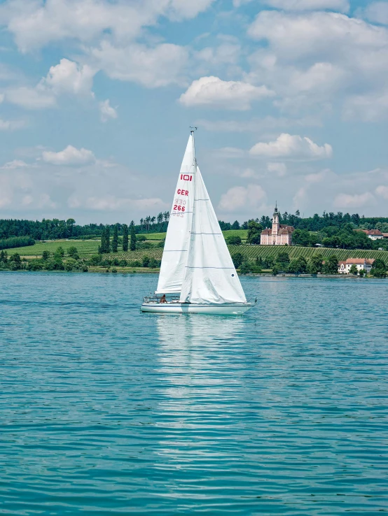 a sailboat sailing on a large body of water