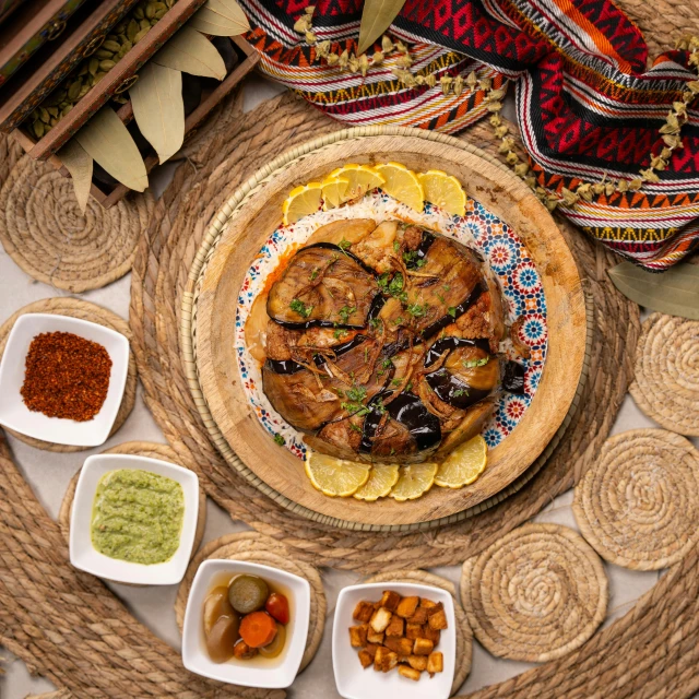 a platter of food on top of a table