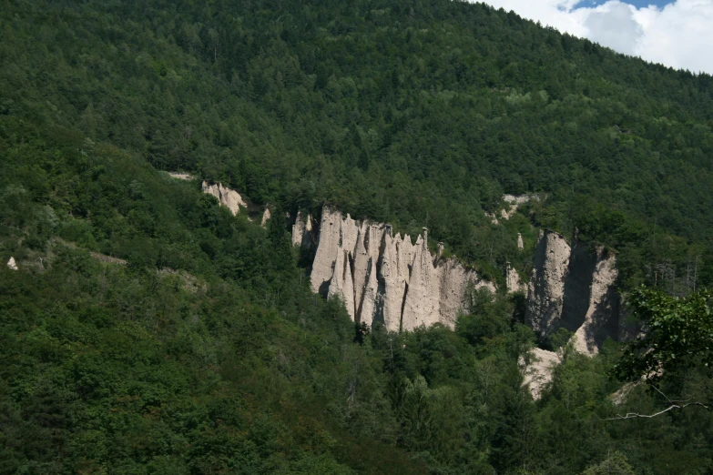 a landscape view of a rocky mountain side and trees