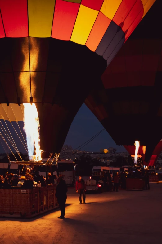 a  air balloon with a fire coming out of it