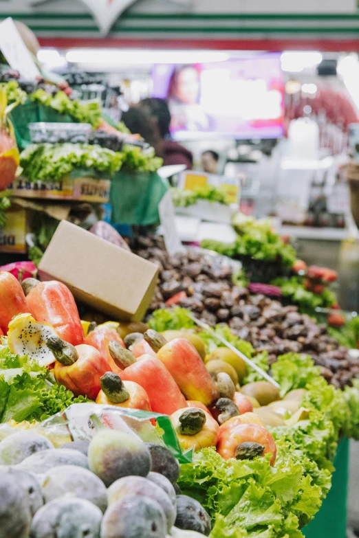 a bunch of fruit in some kind of display