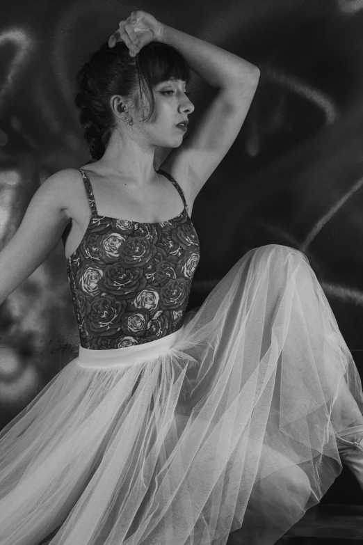 black and white pograph of a dancer posing