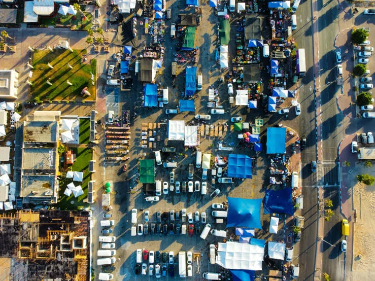 the aerial view of an outdoor event venue