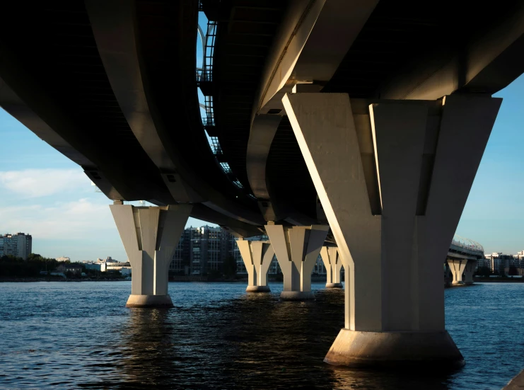 an overhead view of an overpass over water