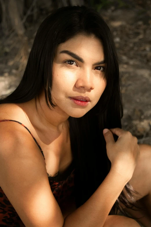 a close up view of a woman in a leopard outfit