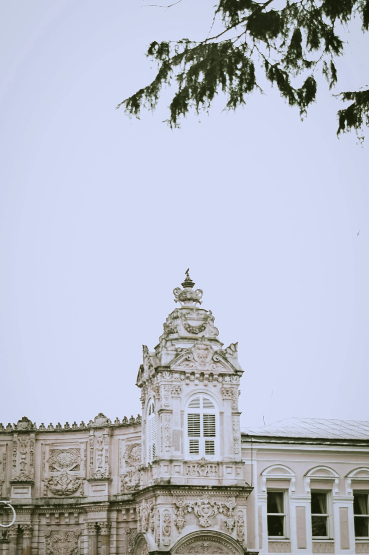 a building with many windows, and a clock