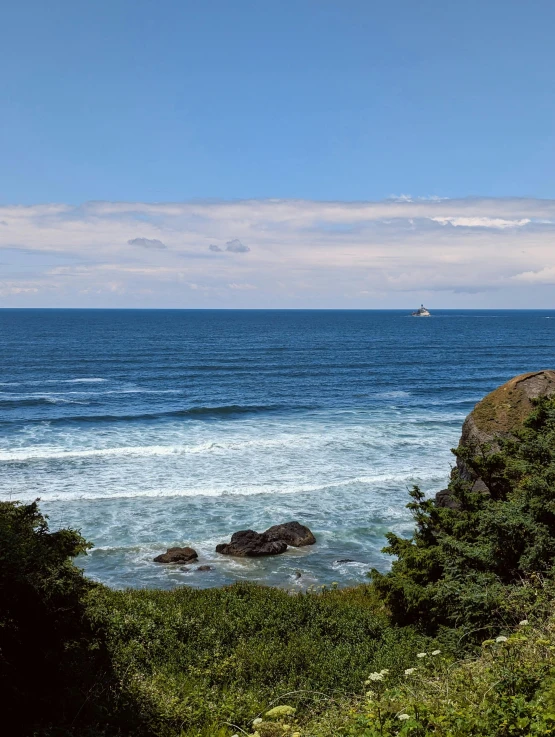 there is a view from a cliff overlooking the ocean