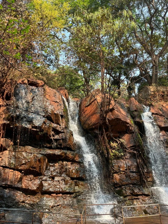 waterfall of rocks, with water running down them