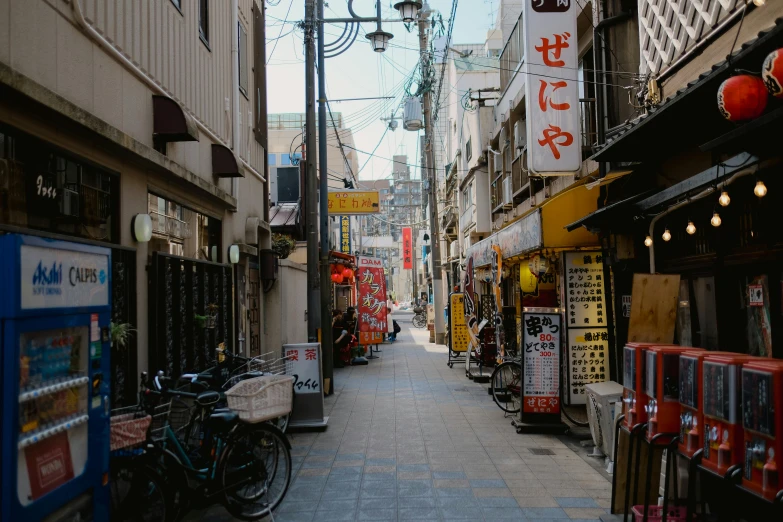 an alley way lined with books, magazines and stores