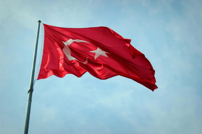 an turkish flag blowing in the wind