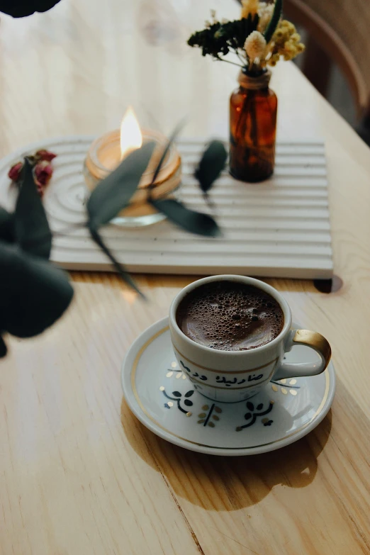 an empty cup sitting on top of a saucer