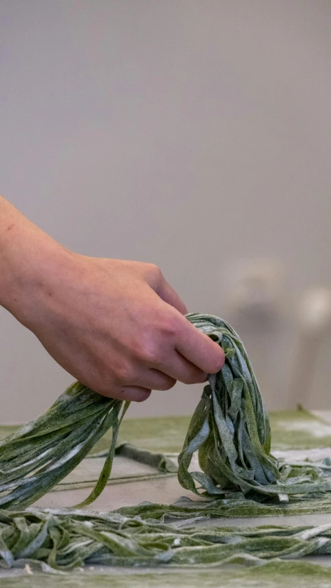 someone putting seaweed on top of a bed