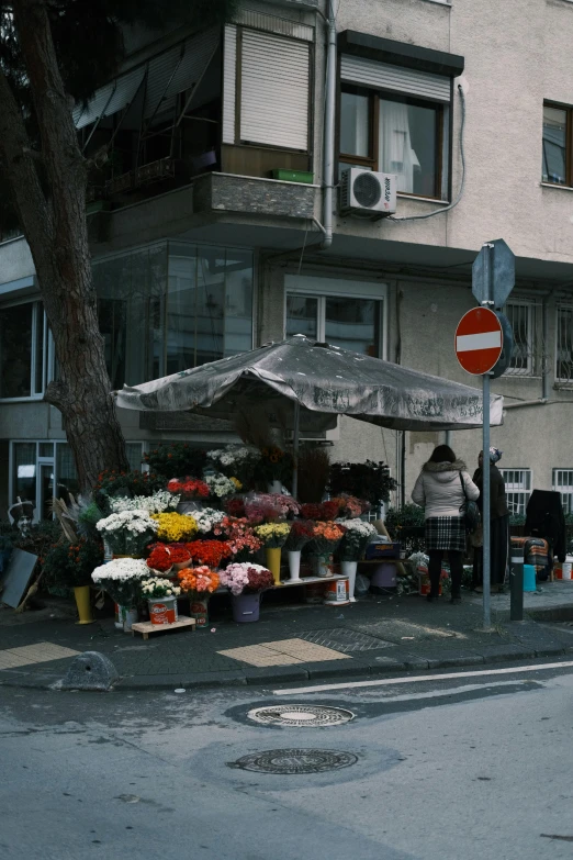 the roadside flowers shop on the street corner