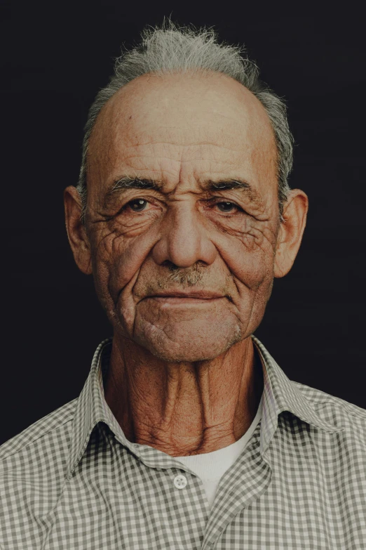 a portrait of an old man with wrinkles