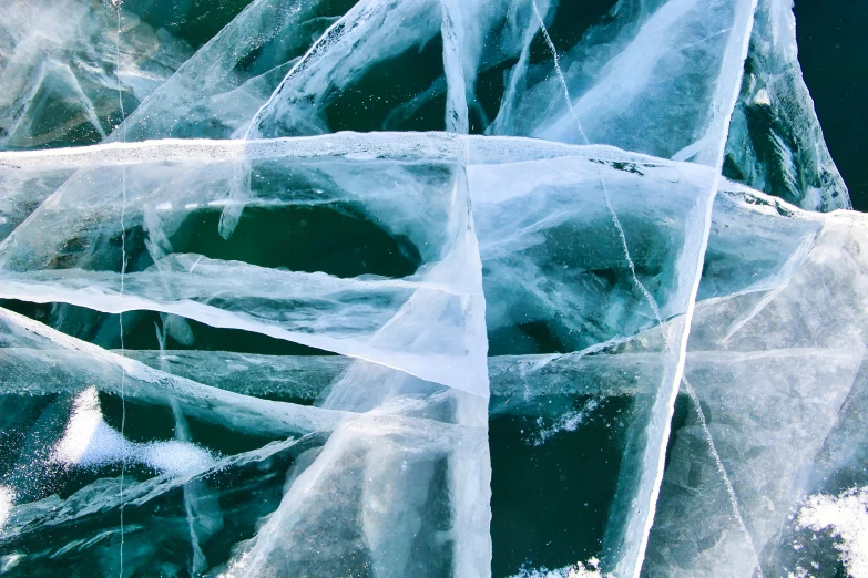 the ice is made of blue colored layers