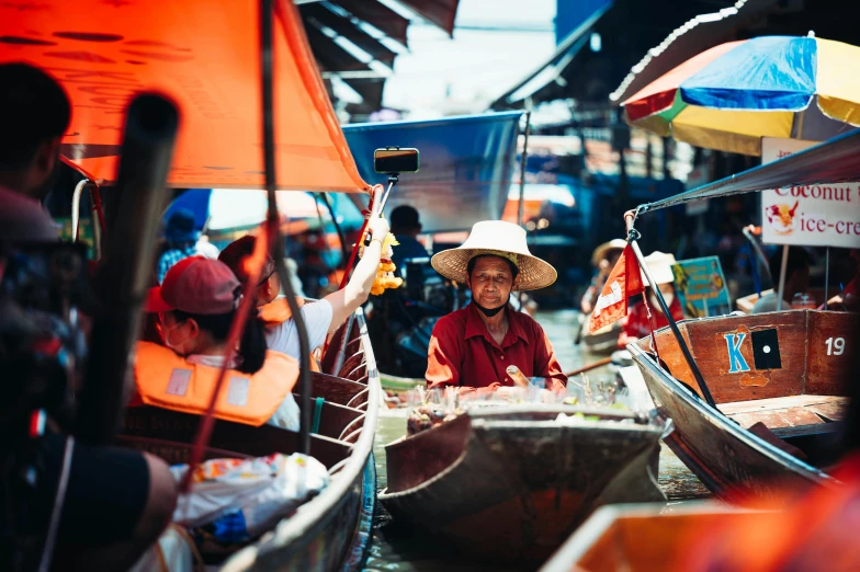 a group of boats sitting in the water