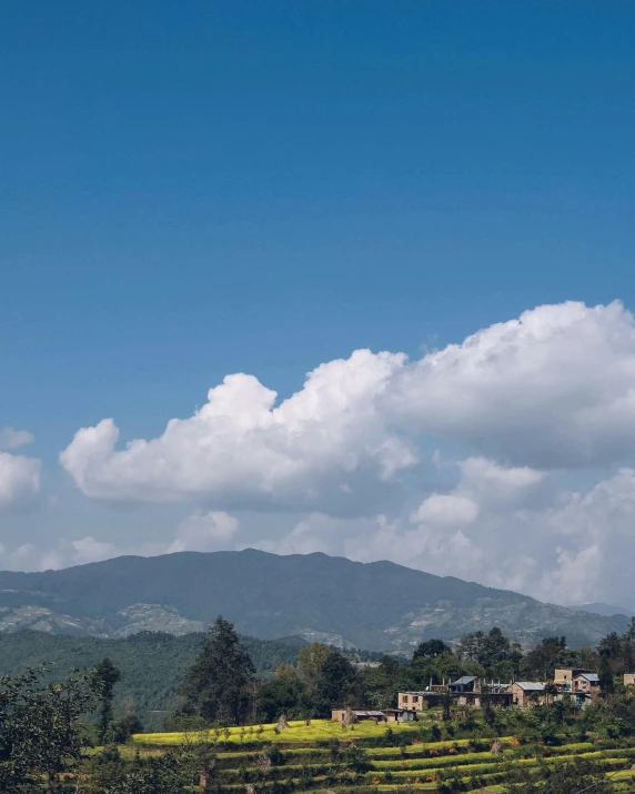 an airplane flying over a lush green countryside