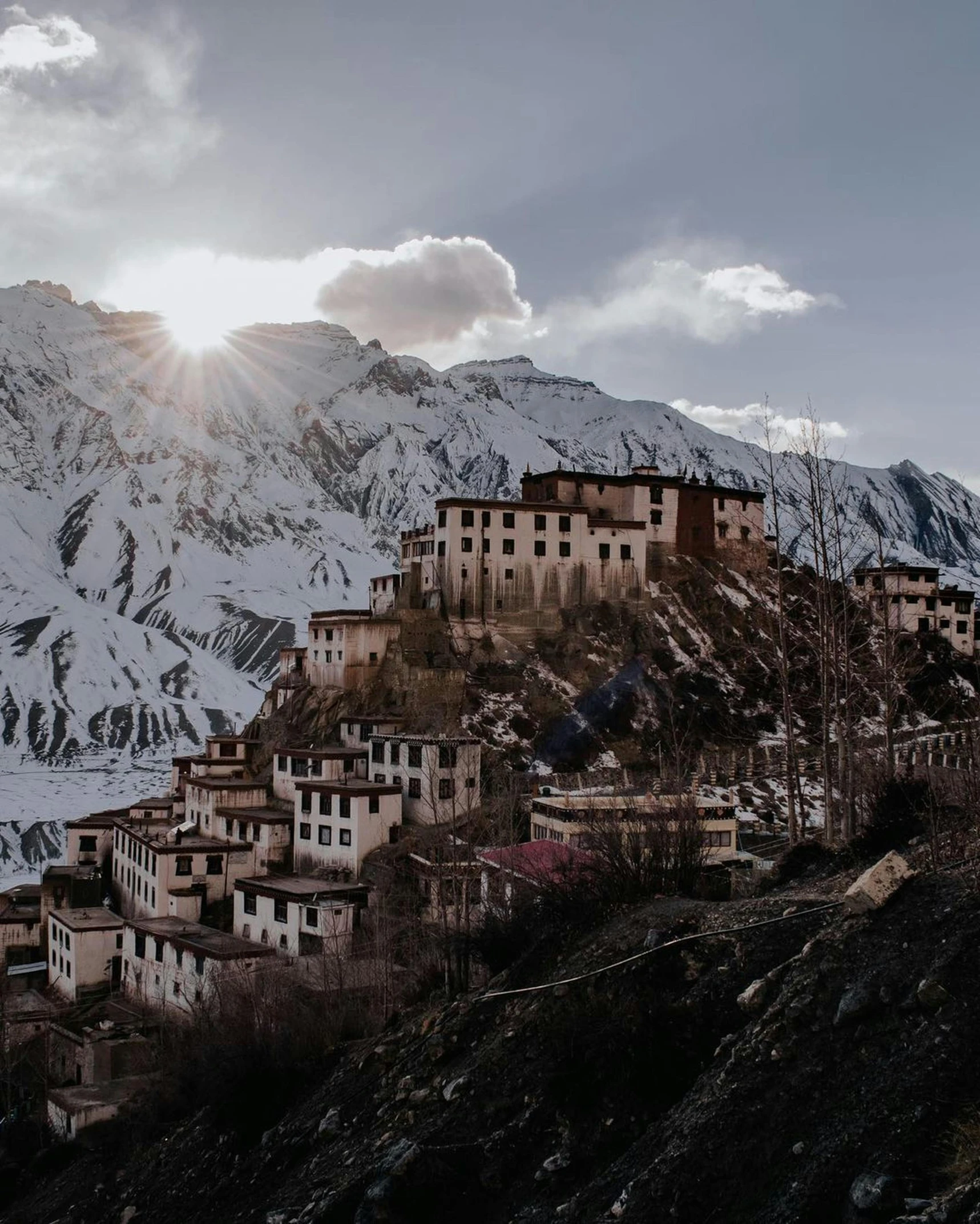 the houses on the hill are built into a hill