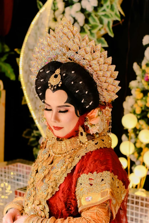 the headpiece is in the middle of a ceremony