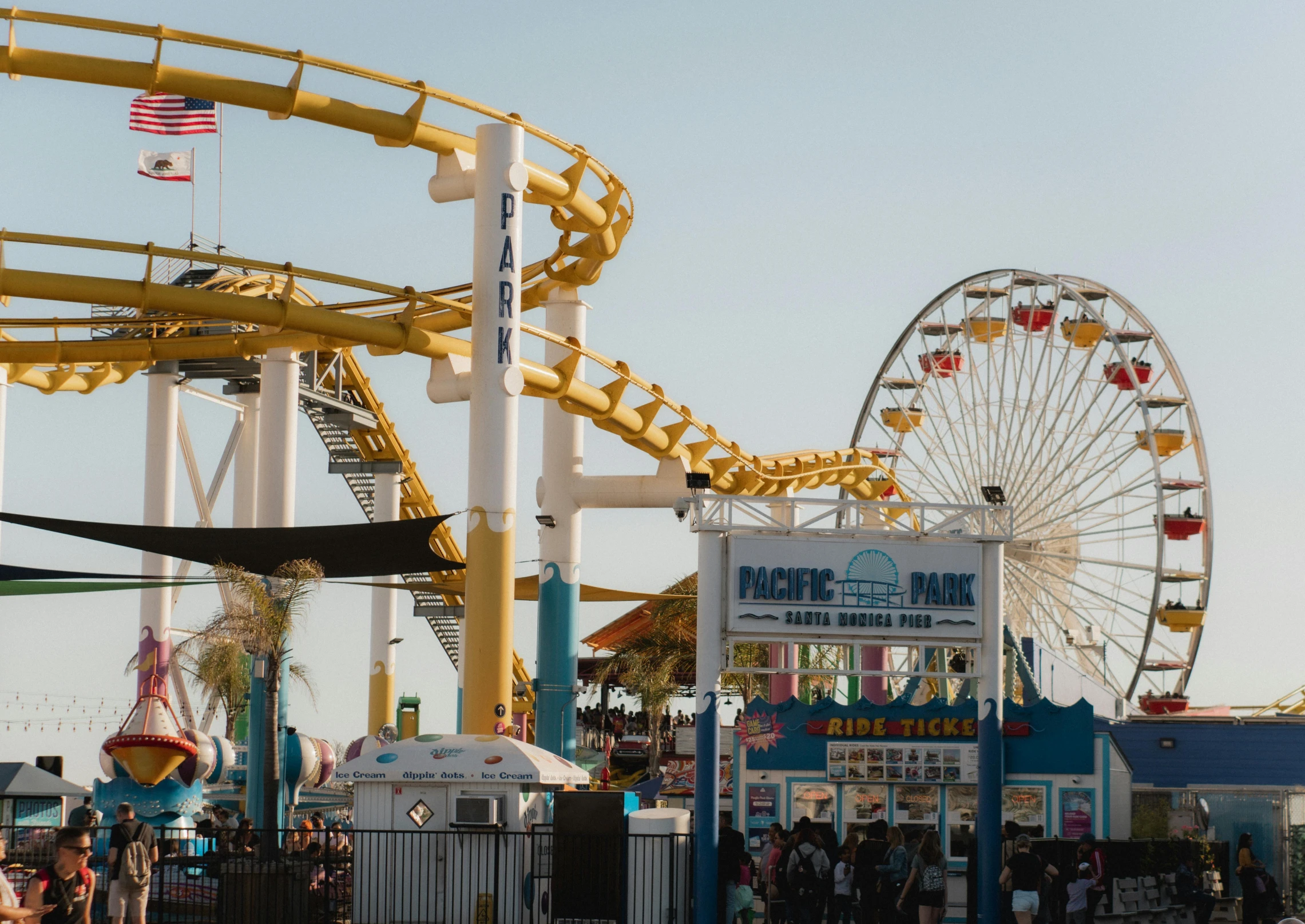 the ride at the amut park has a roller coaster