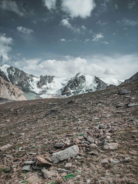 a black and white po of a mountain range