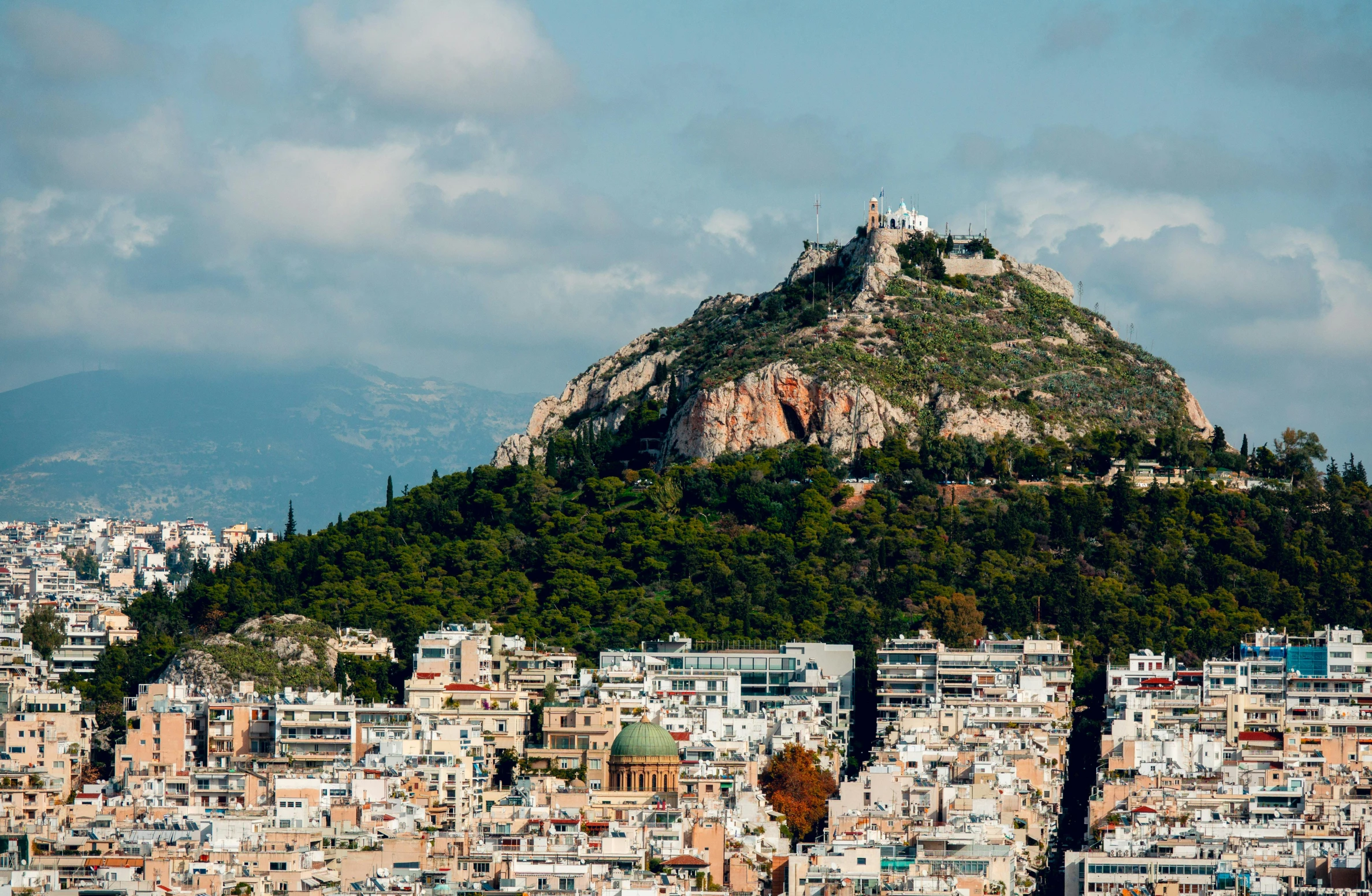 a picture from the far away with the city in the background