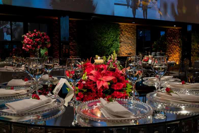 a table is set with a glass top