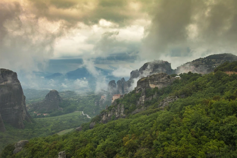 landscape pograph with multiple layers of rocks and trees