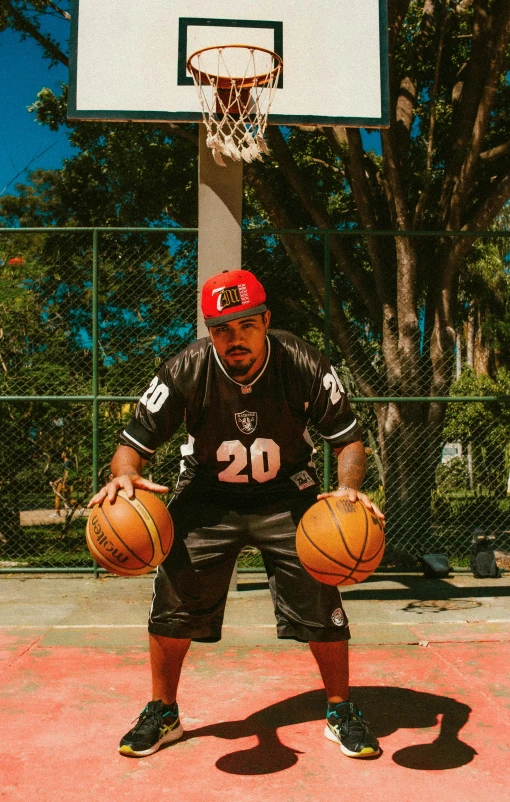 man playing basketball, with ball, while standing near hoop