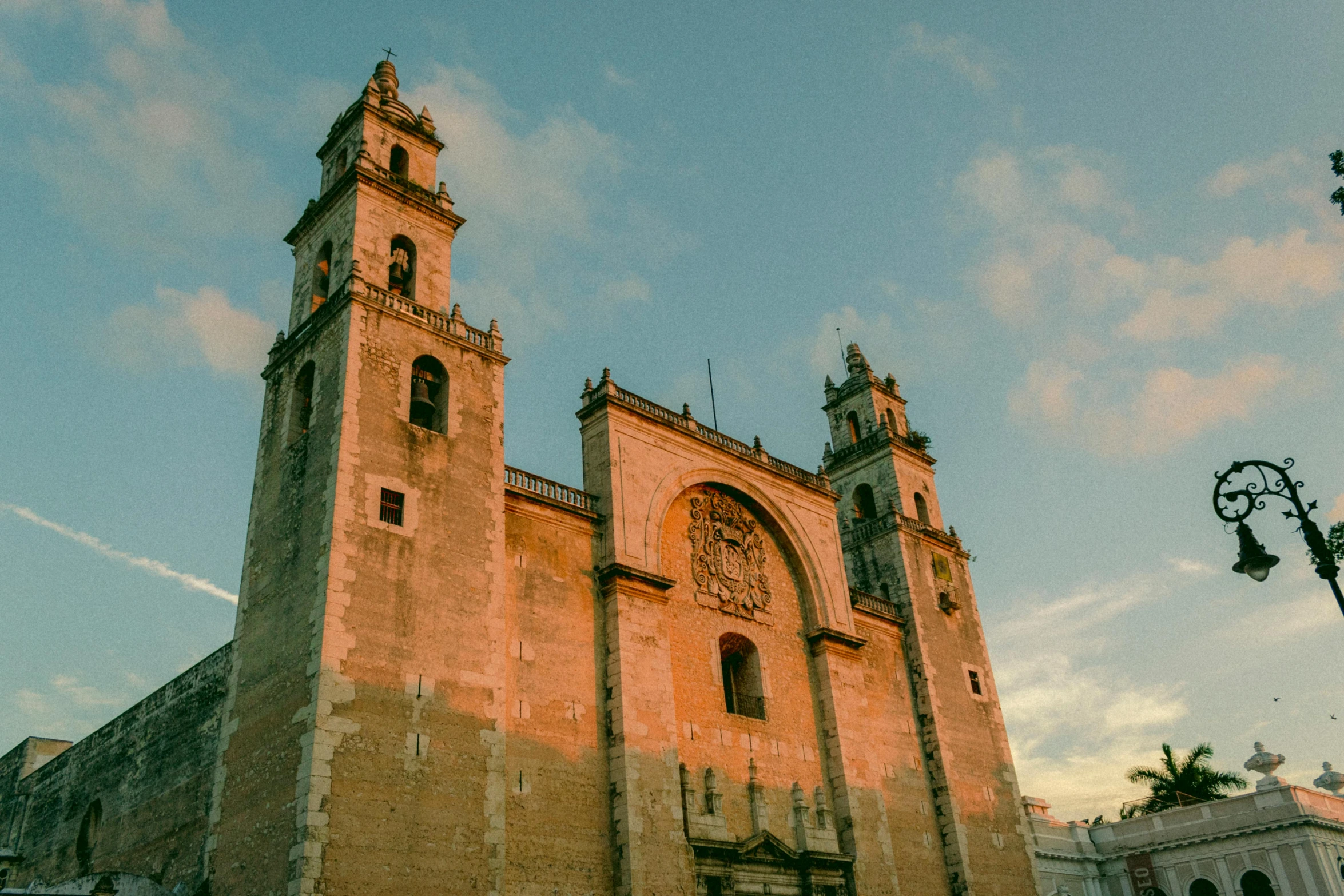 large stone church building in a small town