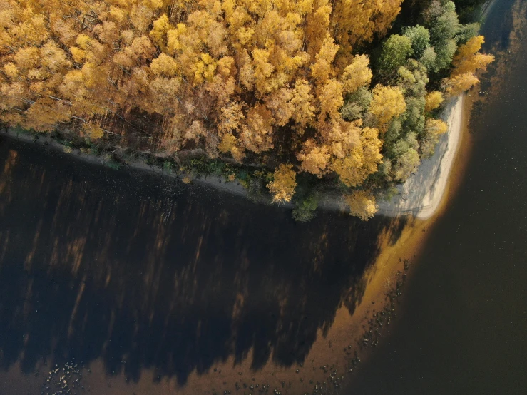 this is an aerial view of the river