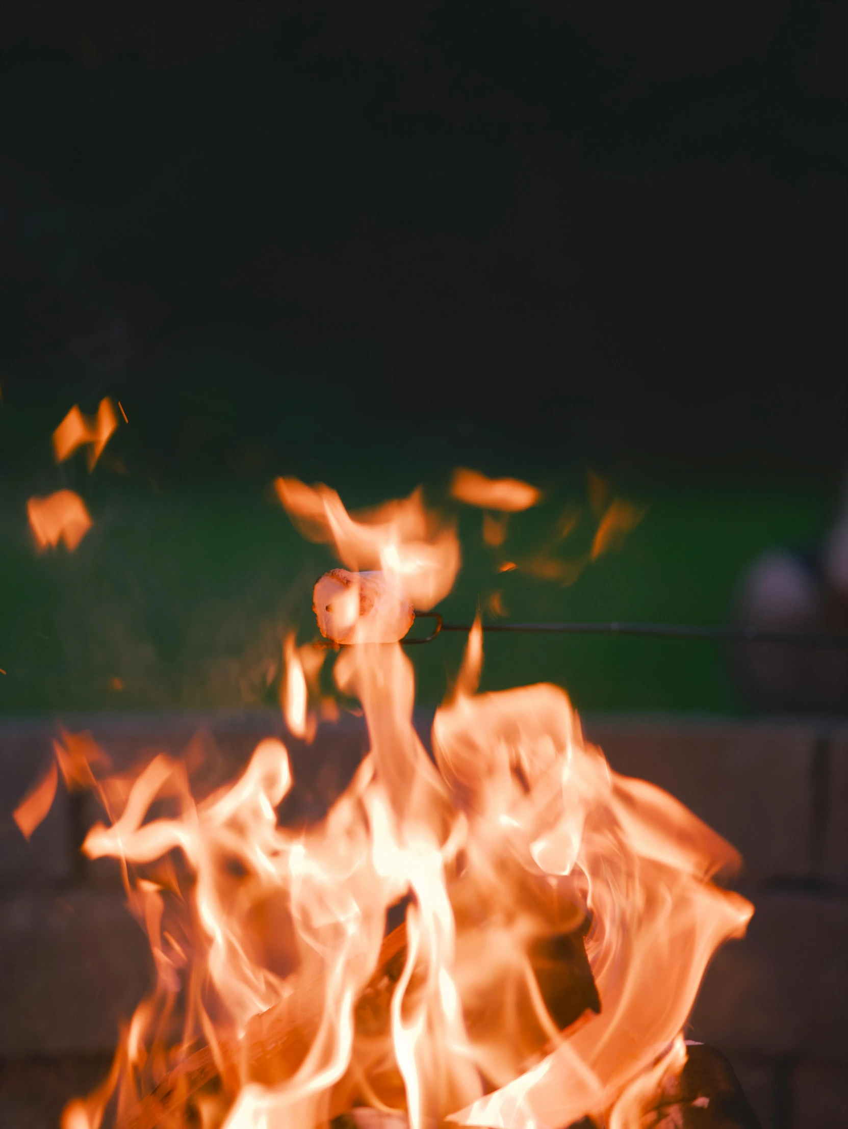 a man is grilling food over an open fire