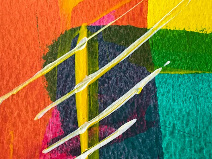 abstract artwork, with different shades of yellow, green and red