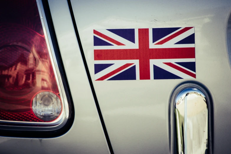 an image of a car door with the flag of the united kingdom