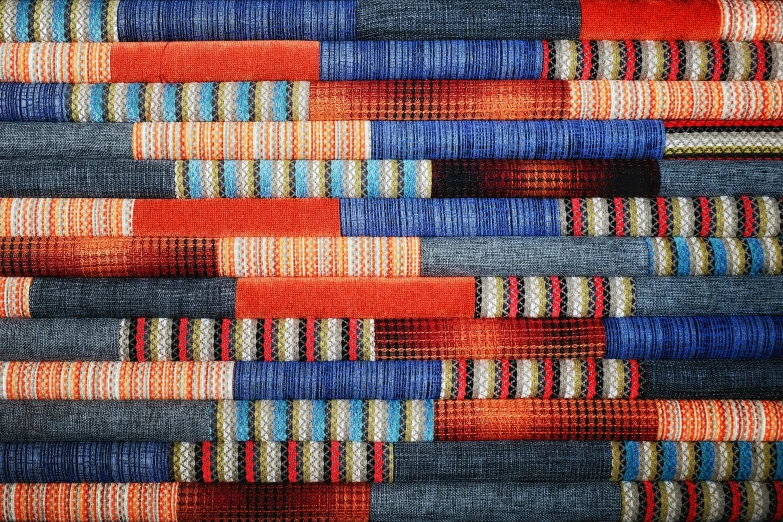 the weave in an afghan that's made of several different colors