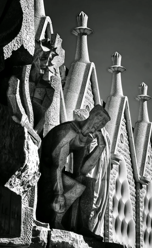 architectural details including carved stone on walls and arches