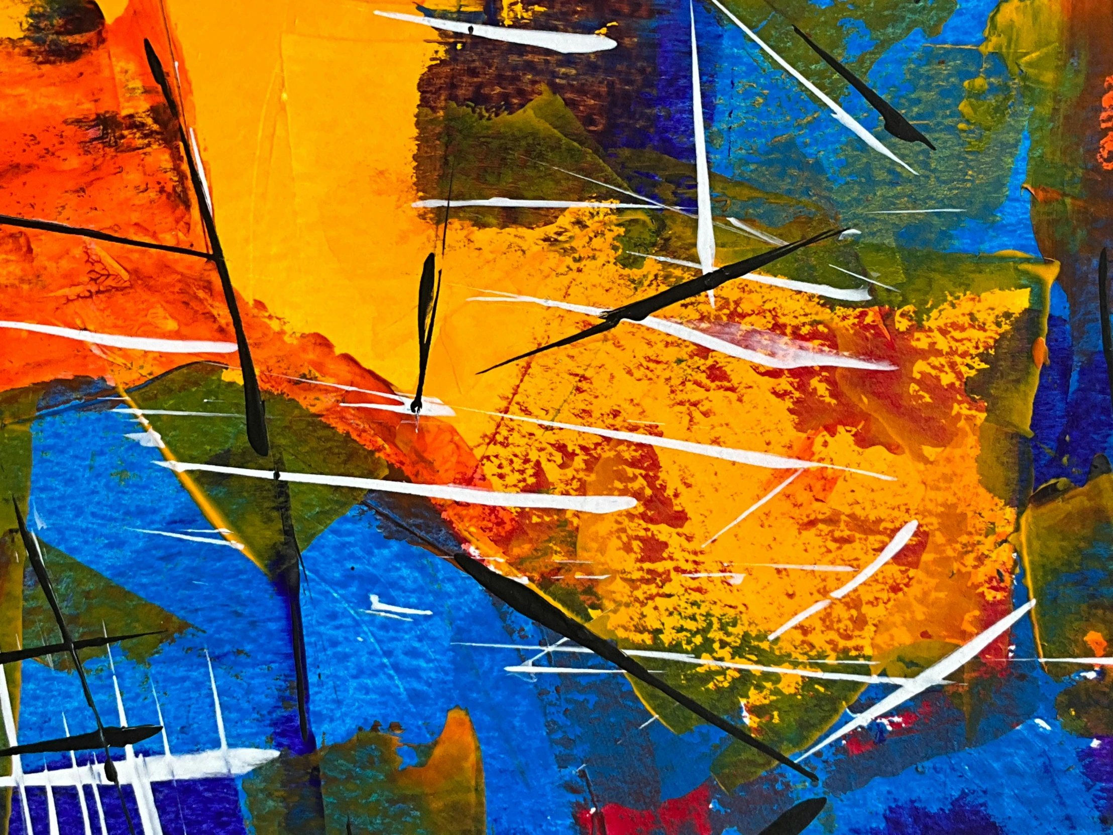 abstract painting of multi colored shapes and lines