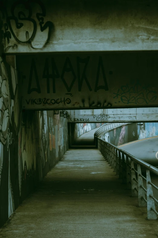 the graffiti is growing on the underside of the bridge