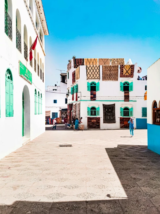 a street scene with focus on some buildings