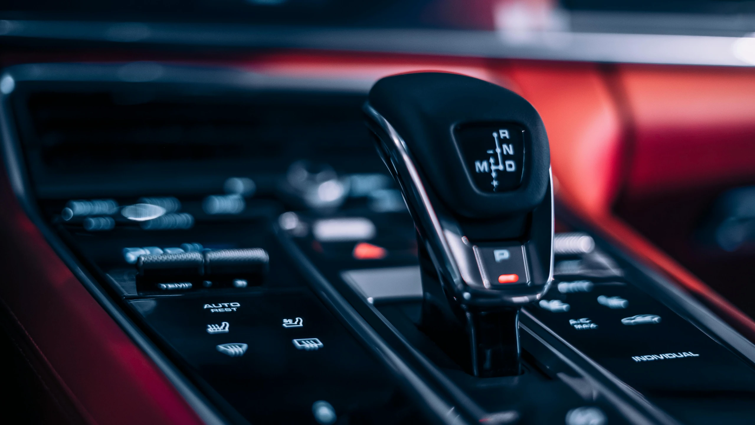 the shift  on a car's vehicle radio is pictured