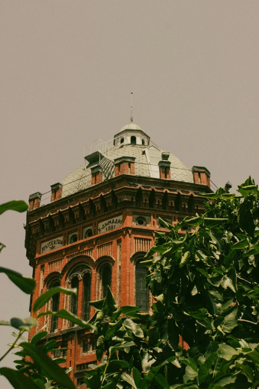 an old building is pictured from the trees